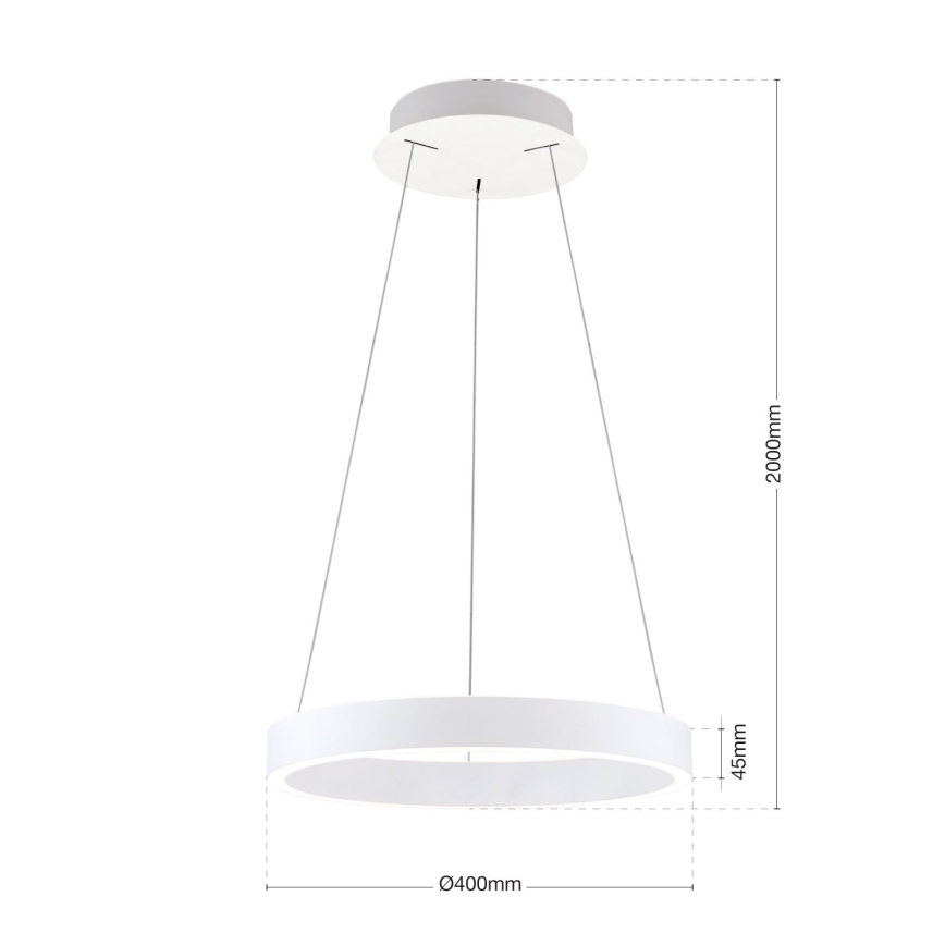 Lustre pendente LED dimerizável em cabo KOLK LED/40W/230V 2700/3000/4000K Ø 40 cm branco