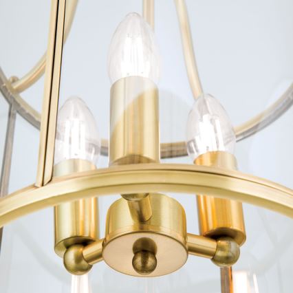 Lustre BRUNO suspenso por corrente, 3xE14/40W/230V, Ø 25 cm, dourado