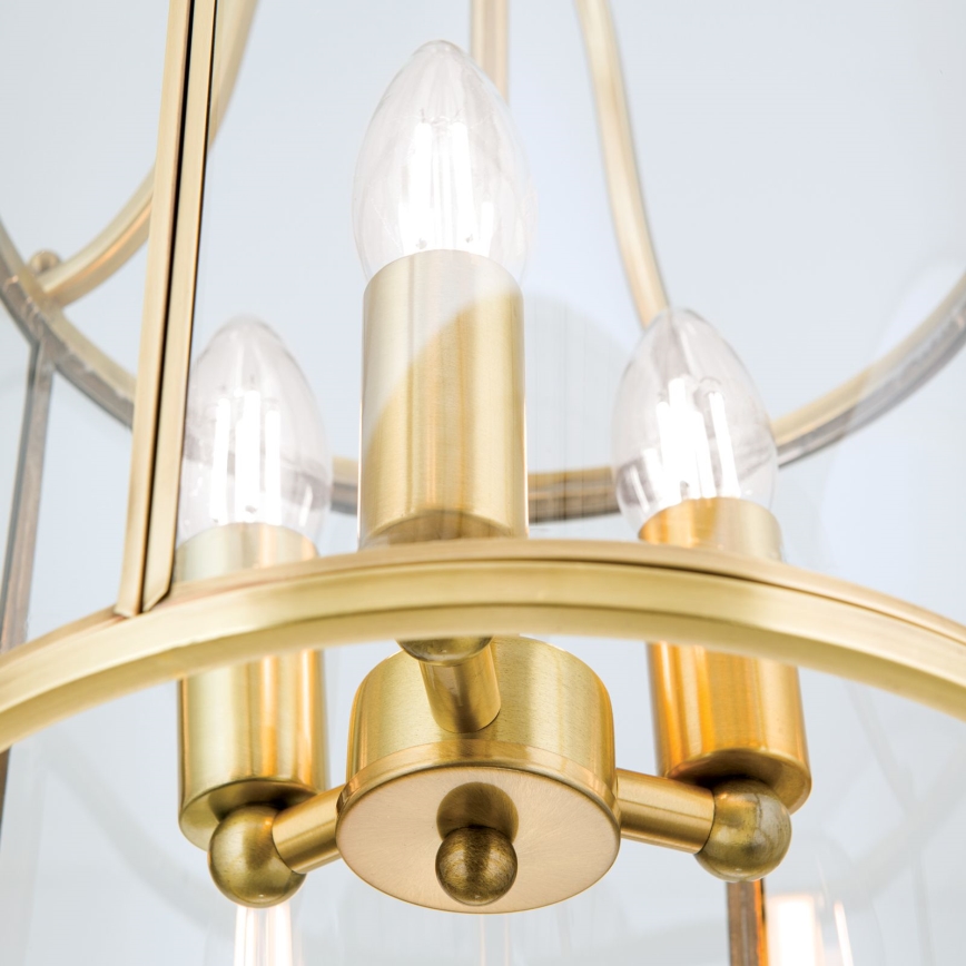 Lustre BRUNO suspenso por corrente, 3xE14/40W/230V, Ø 25 cm, dourado