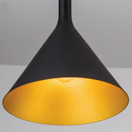 Lustre suspenso em cabo GUNDA 1xE27/60W/230V diâmetro 25 cm preto/dourado