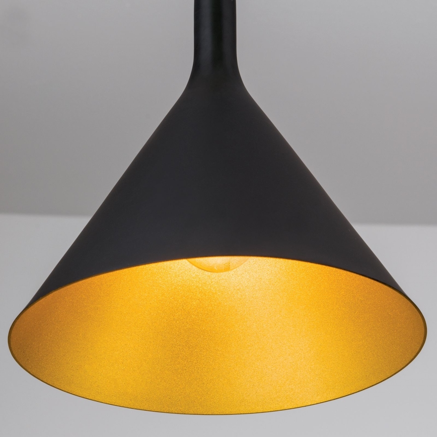 Lustre suspenso em cabo GUNDA 1xE27/60W/230V diâmetro 25 cm preto/dourado