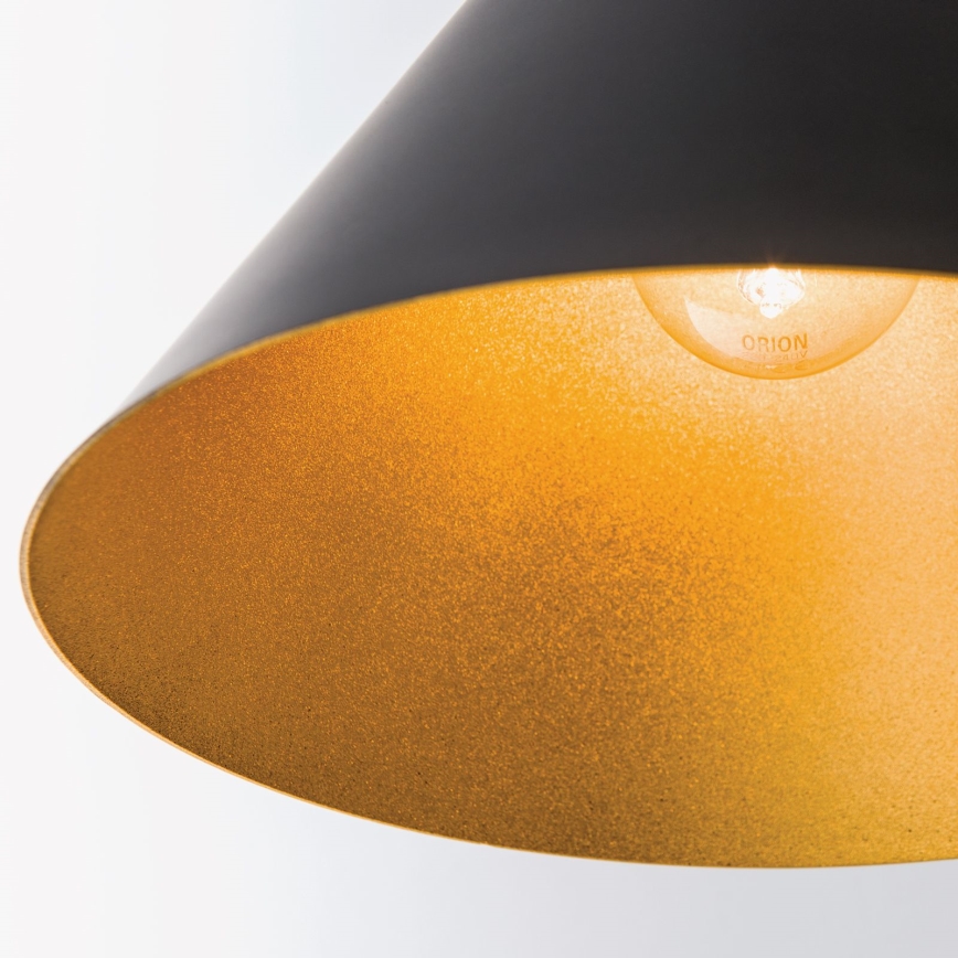 Lustre suspenso em cabo GUNDA 1xE27/60W/230V diâmetro 25 cm preto/dourado