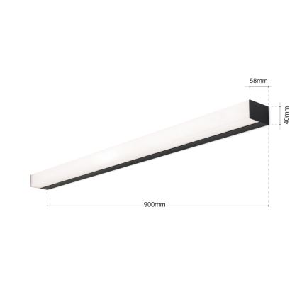 Iluminação de espelho para casa de banho LED HORIZON LED/18W/230V 3000/4000K 90 cm IP44 preto