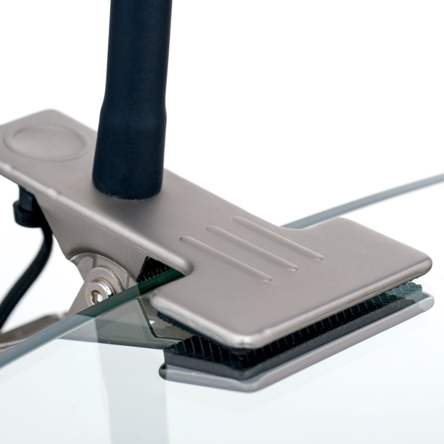 Candeeiro de mesa LED flexível com clipe KURT LED/5W/230V prateado