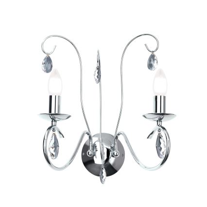 Iluminação de parede em cristal ALESSIA 2xE14/40W/230V cromado brilhante