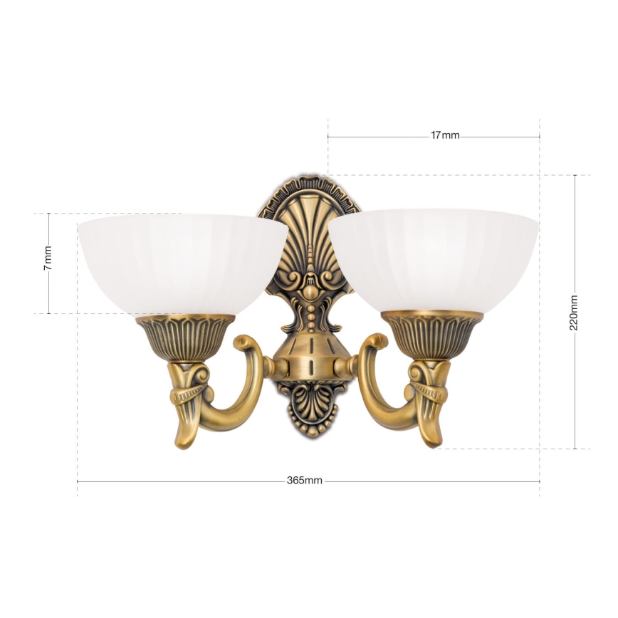 Candeeiro de parede ROCCA 2xE27/60W/230V bronze/branco