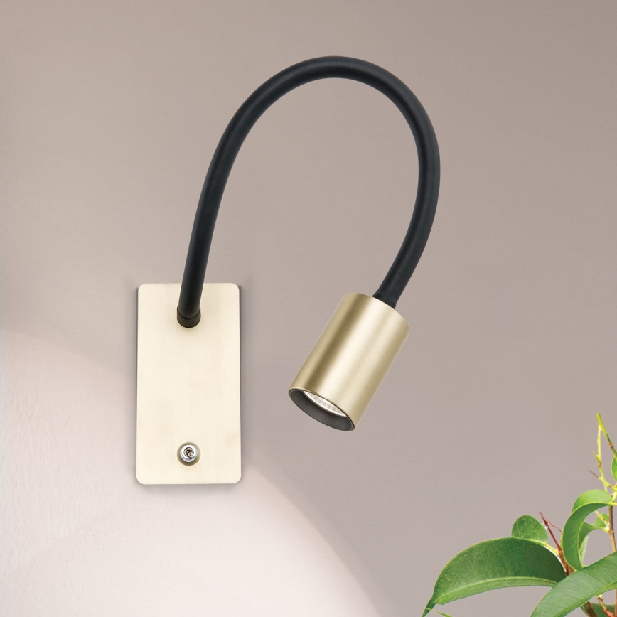 Candeeiro de parede LED flexível KURT LED/5W/230V dourado