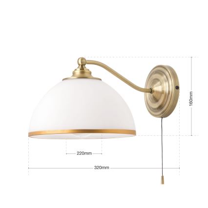 Candeeiro de parede OLD LAMP 1xE27/40W/230V branco/latão