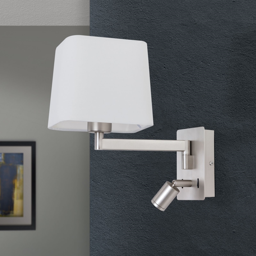 Luminária de Parede LED CARLTON 1xE27/40W/230V + LED/3W branco/cromado fosco