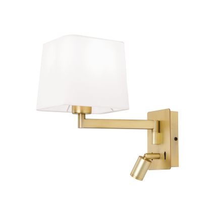 Luminária de Parede LED CARLTON 1xE27/40W/230V + LED/3W branco/dourado