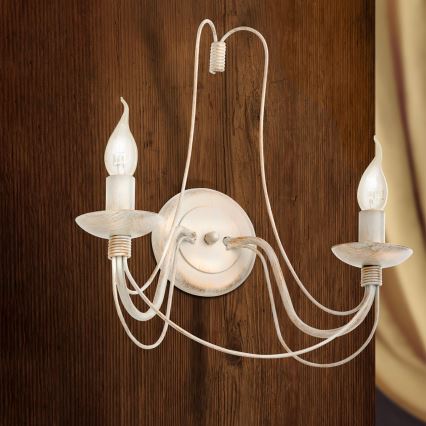 Candeeiro de parede VELA 2xE14/40W/230V branco/dourado/pátina