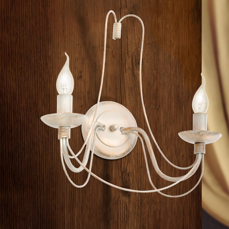 Candeeiro de parede VELA 2xE14/40W/230V branco/dourado/pátina