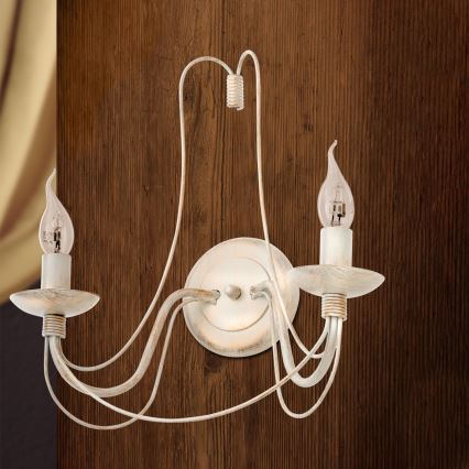Candeeiro de parede VELA 2xE14/40W/230V branco/dourado/pátina