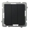 Ospel - Interruptor triplo sem moldura n.º 1+1+1 SONATA preto