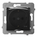Ospel - Tomada doméstica para exterior sem moldura SCHUKO 230V ARIA IP44 preta