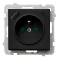 Ospel - Tomada doméstica sem moldura 230V + 1x USB-A + 1x USB-C SONATA preta