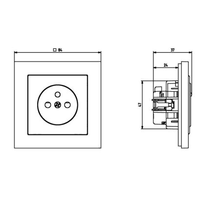 Ospel - Tomada doméstica sem moldura 230V SONATA preta