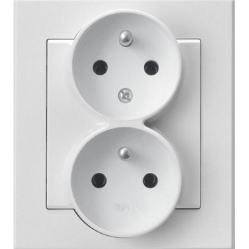 Ospel - Tomada dupla doméstica com moldura 230V SONATA branca