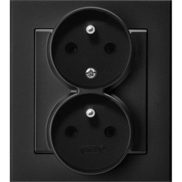 Ospel - Tomada dupla residencial com moldura 230V SONATA, preta