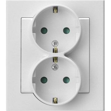 Ospel - Tomada dupla residencial com moldura Schuko 230V SONATA branca