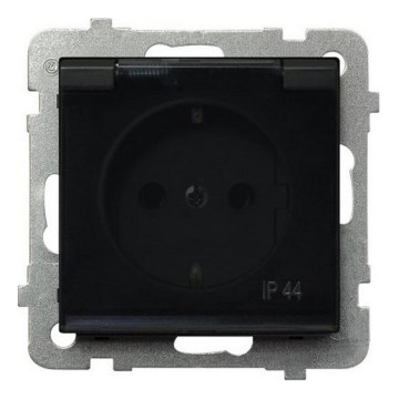 Ospel - Tomada exterior doméstica sem moldura SHUKO 230V SONATA IP44 preta
