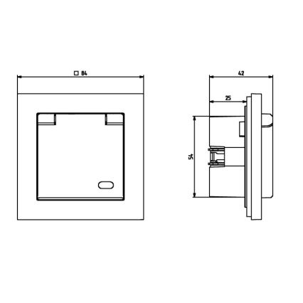 Ospel - Tomada exterior doméstica sem moldura SHUKO 230V SONATA IP44 preta