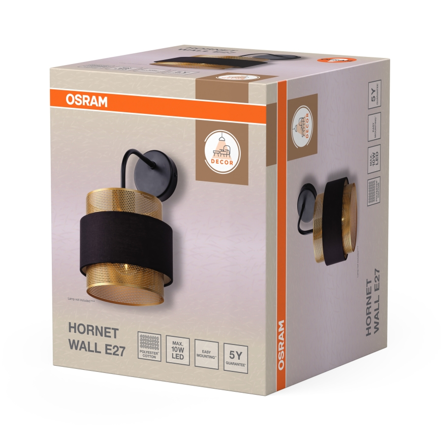 Osram - Aplique de parede DECOR HORNET 1xE27/10W/230V preto/dourado