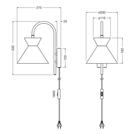 Osram - Aplique de parede DECOR WAIST 1xE27/40W/230V preto