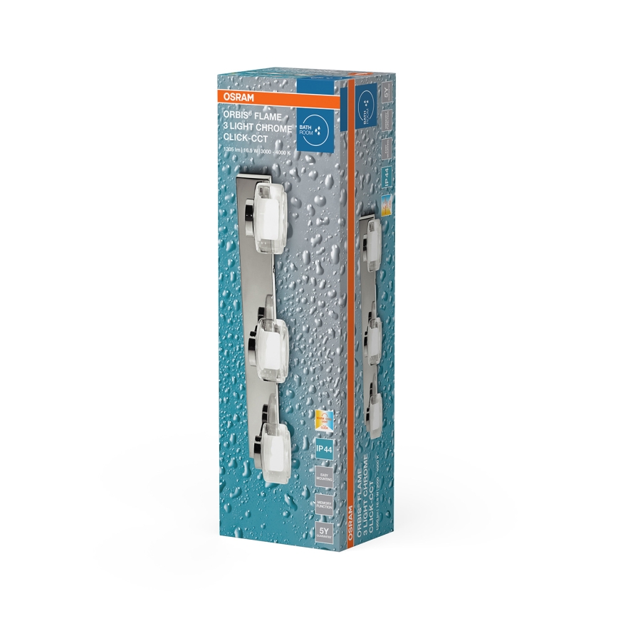 Osram - Aplique de parede LED para casa de banho ORBIS FLAME 3xLED/5,5W/230V 3000/4000K IP44 cromo brilhante