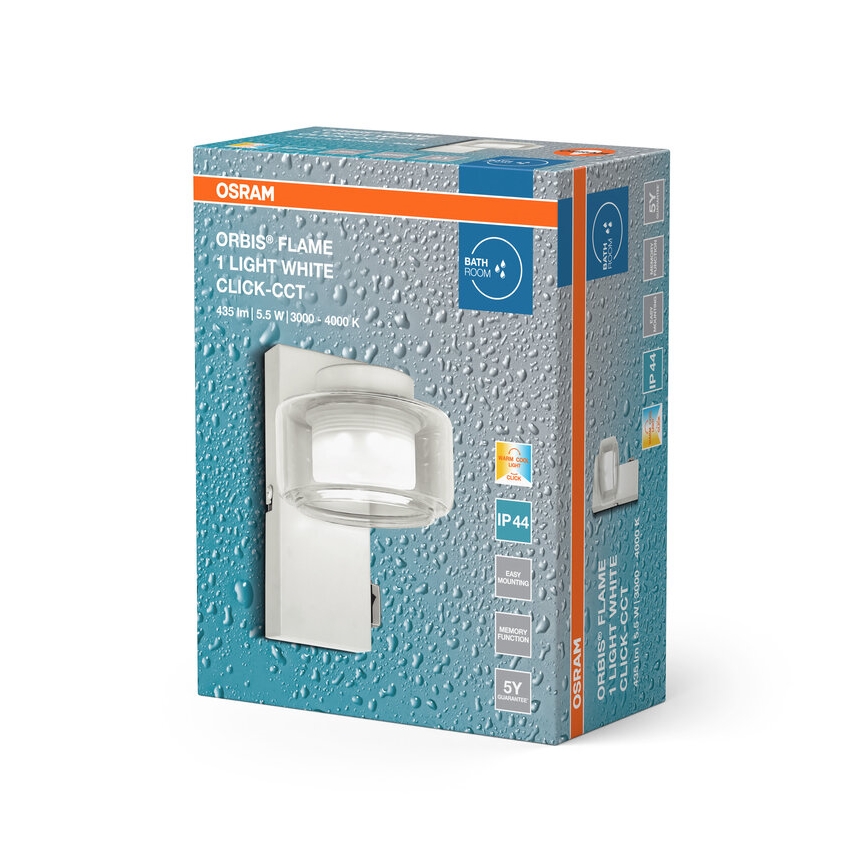 Osram - Aplique de parede LED para casa de banho ORBIS FLAME LED/5,5W/230V 3000/4000K IP44 branco