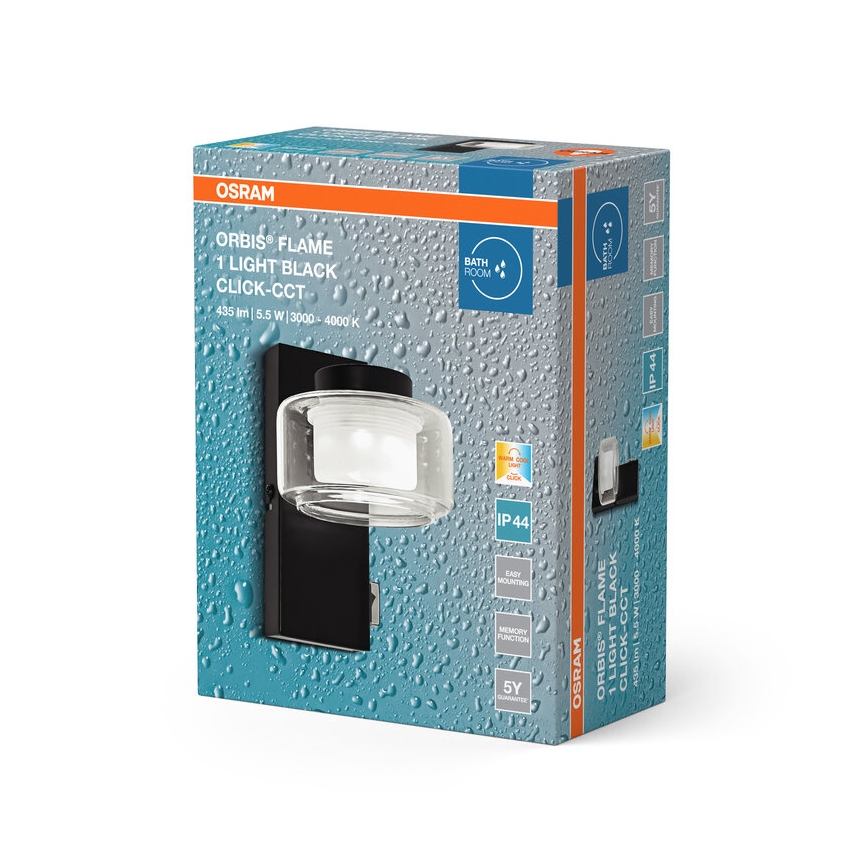 Osram - Aplique de parede para casa de banho LED ORBIS FLAME LED/5,5W/230V 3000/4000K IP44 preto