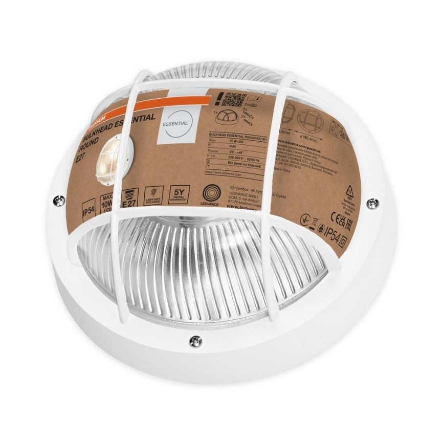Osram - Aplique de parede para exterior BULKHEAD 1xE27/10W/230V diâmetro 19 cm IP54 branco