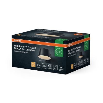 Osram - Aplique de parede solar LED com sensor ENDURA STYLE LED/10,1W/4,2V 2000 mAh IP54 antracite