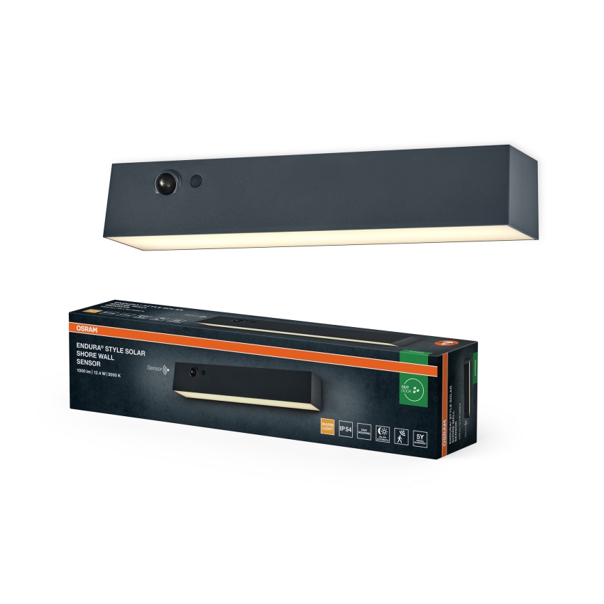 Osram - Aplique solar de parede LED com sensor ENDURA STYLE LED/12,4W/4,2V 2000 mAh IP54 antracite