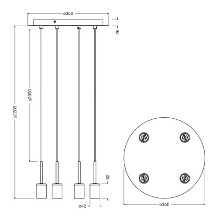 Osram - Cabo de alimentação NEEDLE PENDANT 4xE27/25W/230V bege