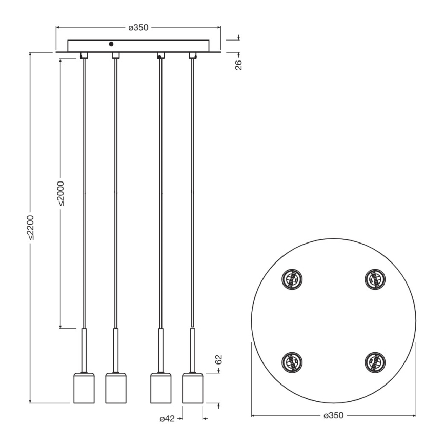 Osram - Cabo de alimentação NEEDLE PENDANT 4xE27/25W/230V bege