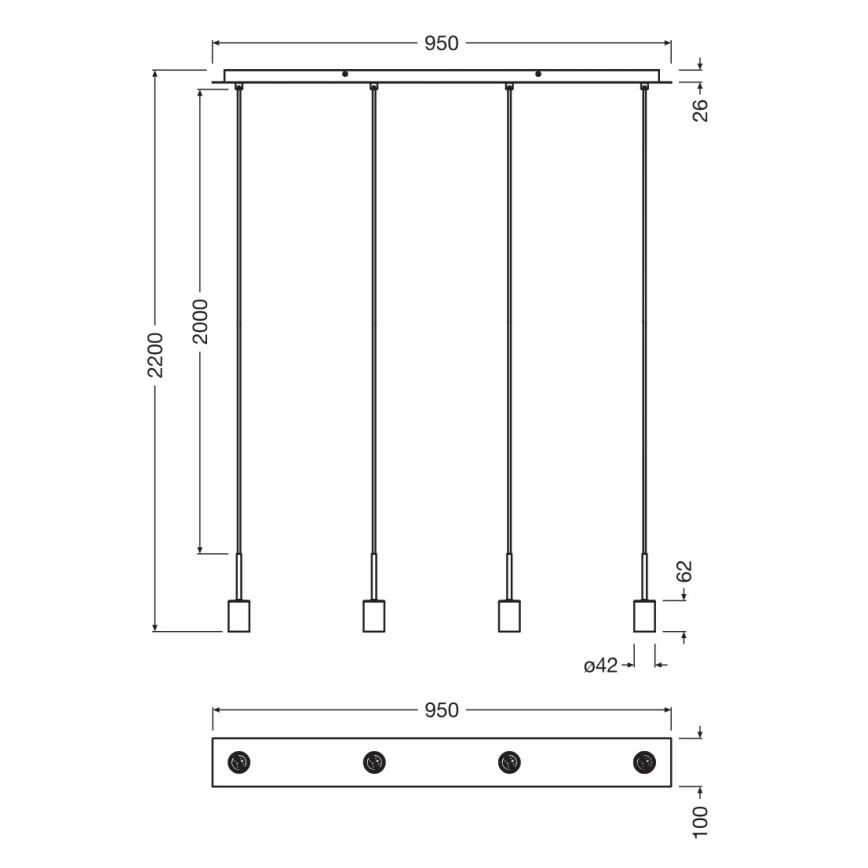 Osram - Cabo de alimentação NEEDLE PENDANT 4xE27/25W/230V bege