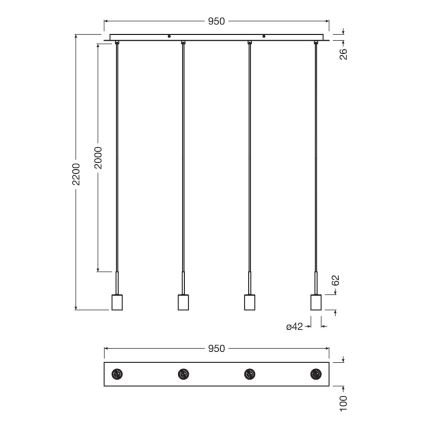 Osram - Cabo de alimentação para NEEDLE PENDANT 4xE27/25W/230V antracite