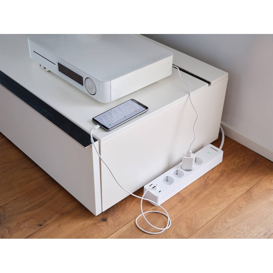 Osram - Cabo de extensão SMART+ 4Z tipo F + 2xUSB-A + 2xUSB-C Wi-Fi