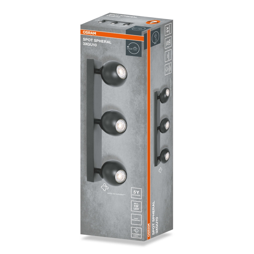Osram - Candeeiro de focos SPHERAL 3xGU10/6W/230V, preto