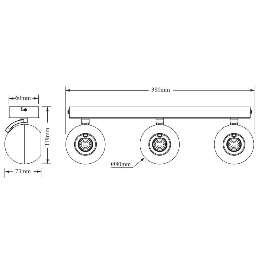 Osram - Candeeiro de focos SPHERAL 3xGU10/6W/230V, preto