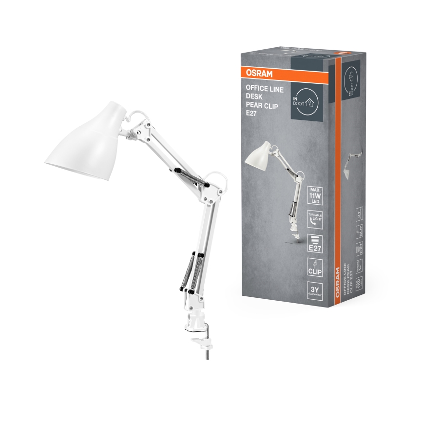 Osram - Candeeiro de mesa com clipe DESK LINE 1xE27/11W/230V branco
