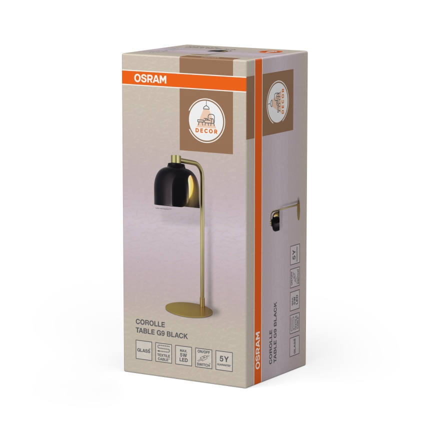 Osram - Candeeiro de mesa DECOR COROLLE 1xG9/20W/230V preto/dourado
