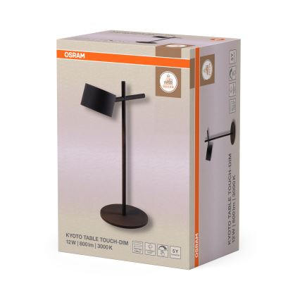 Osram - Candeeiro de mesa LED dimerizável com controlo tátil DECOR KYOTO LED/12W/230V IRC 90 preto