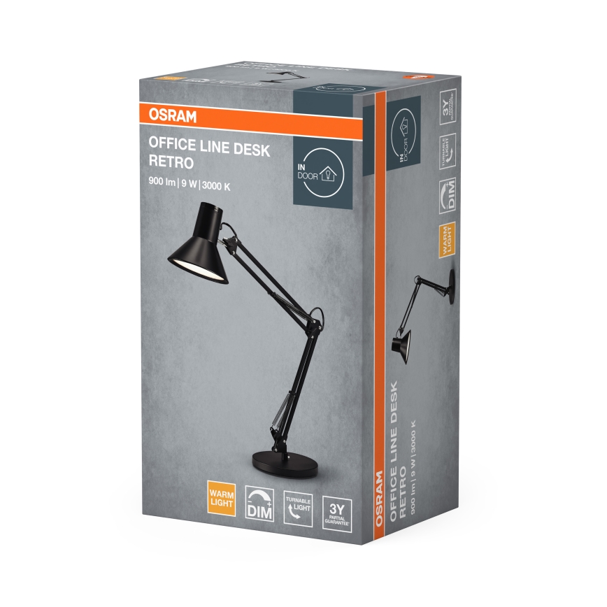 Osram - Candeeiro de mesa LED regulável OFFICE LINE LED/9W/230V 3000K preto