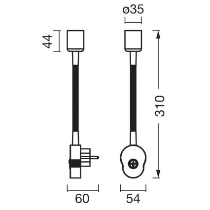 Osram - Candeeiro de parede flexível PLUG TUBE FLEX 1xGU10/5W/230V preto