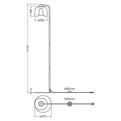 Osram - Candeeiro de pé DECOR COROLLE 1xE27/15W/230V preto/dourado