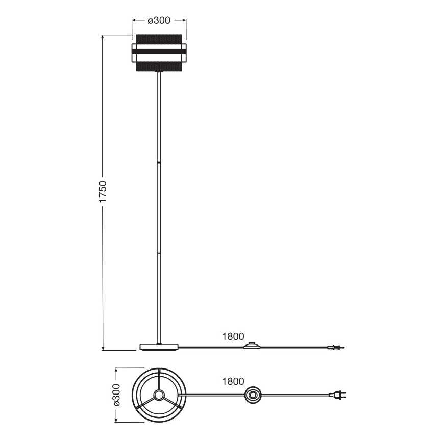 Osram - Candeeiro de pé DECOR HORNET 1xE27/10W/230V preto/dourado