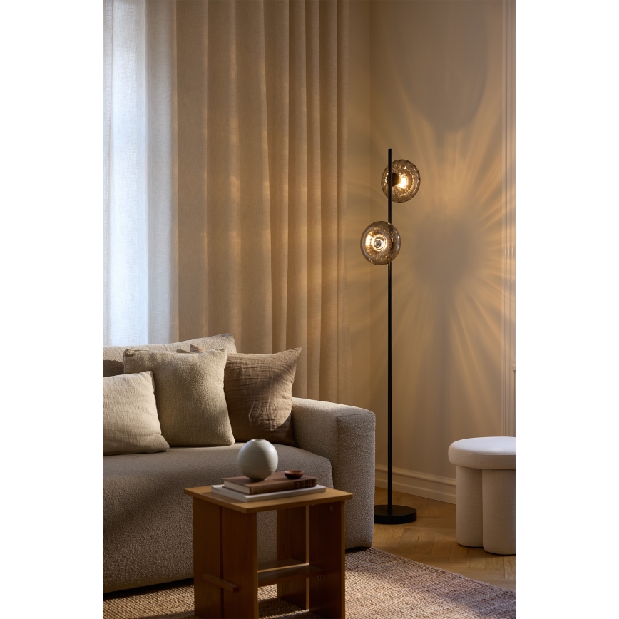 Osram - Candeeiro de pé DECOR SMOKE 2xE14/12W/230V preto/cinzento fumê