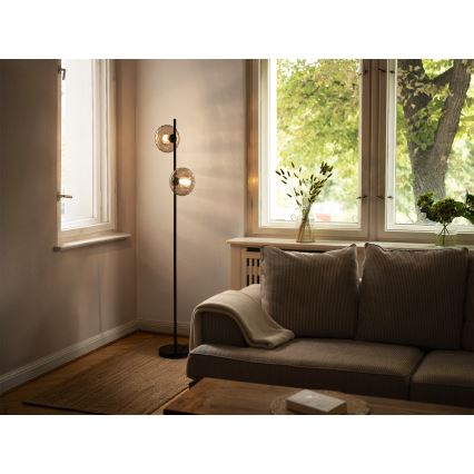 Osram - Candeeiro de pé DECOR SMOKE 2xE14/12W/230V preto/cinzento fumê